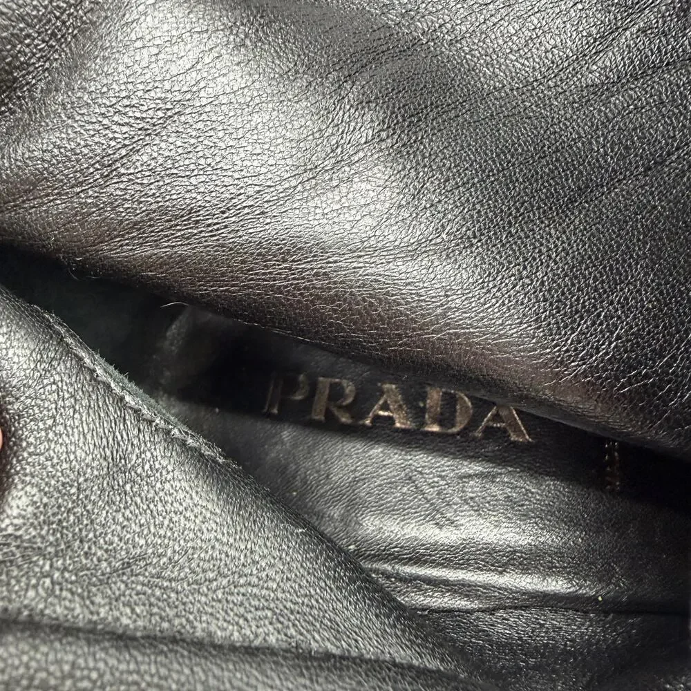 Prada Vintage Black Elegant Suede Leather Minimalist Tall Chic Boots IT 40